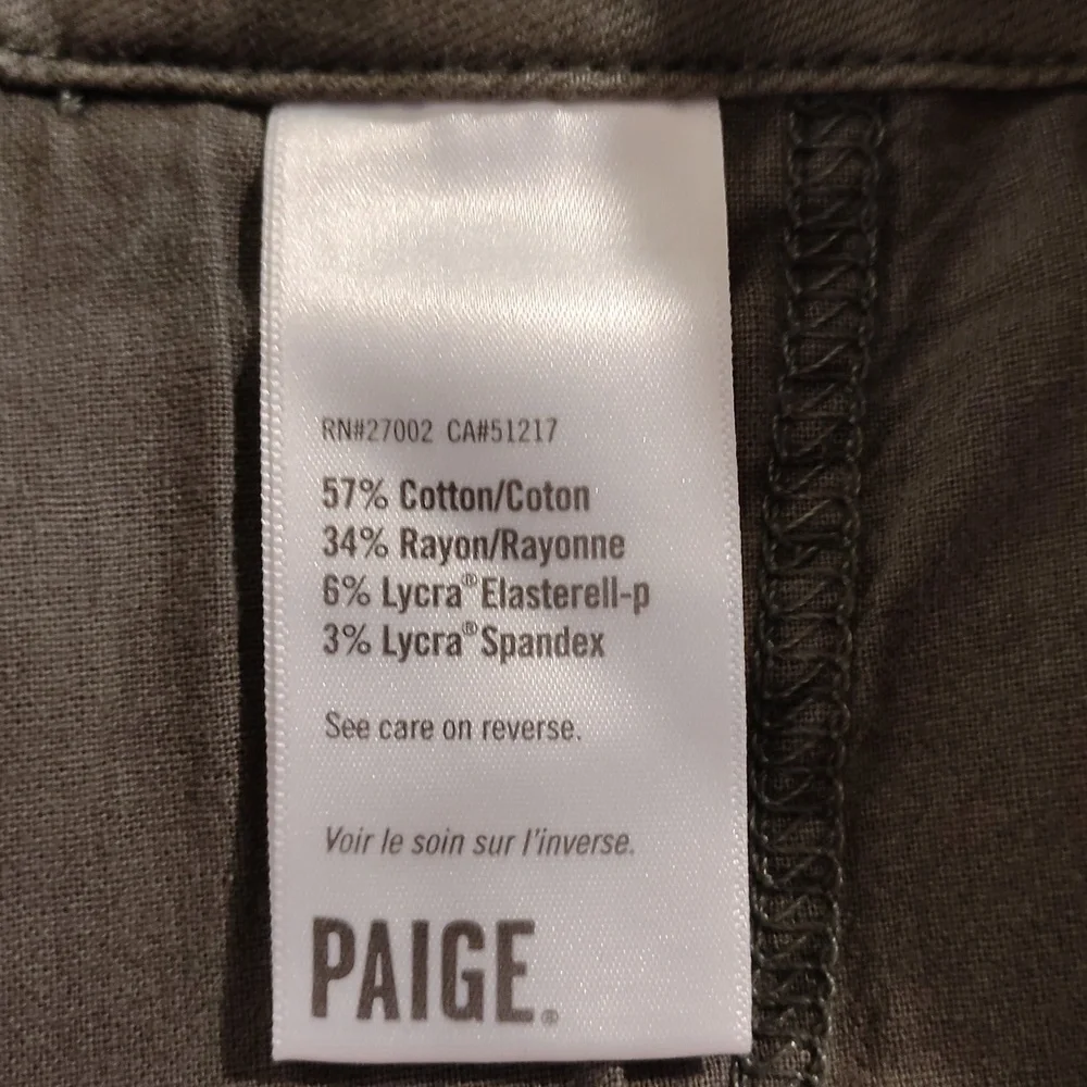 PAIGE Carly Wide Leg Cargo Pocket Jeans – Vintage Ivy Green, Size 32 (10-12) - Picture 9 of 16